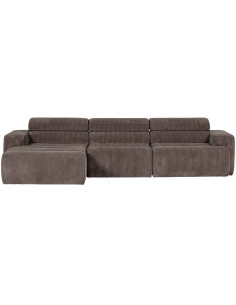 Canapé chaise longue gauche Novi tissu côtelé gris woood