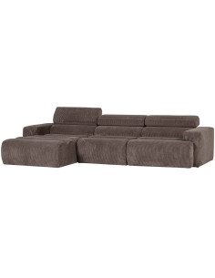 Canapé chaise longue gauche Novi tissu côtelé gris woood 2