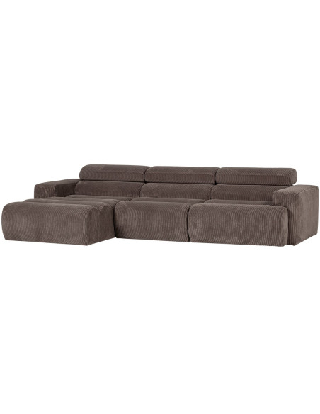 Canapé chaise longue gauche Novi tissu côtelé gris woood