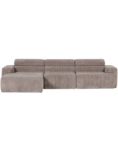 Canapé chaise longue gauche Novi tissu côtelé sable woood
