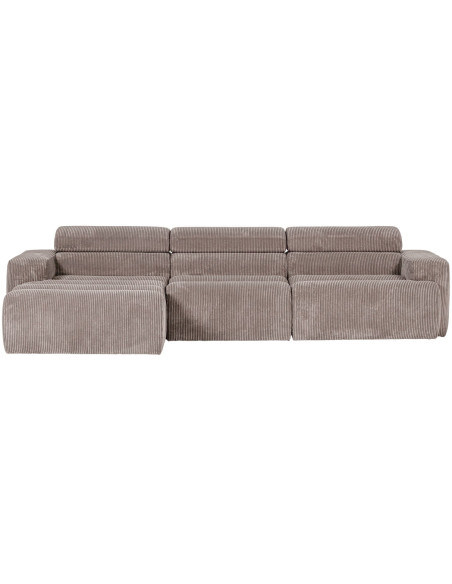 Canapé chaise longue gauche Novi tissu côtelé sable woood