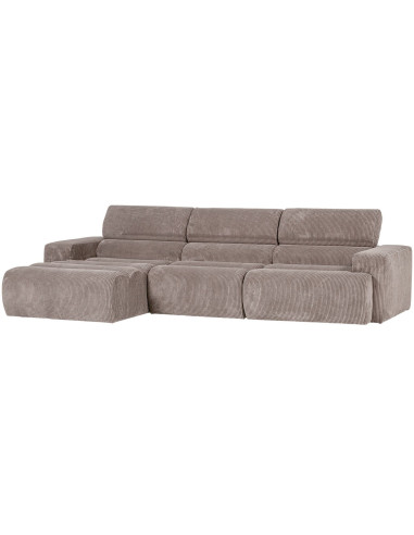 Canapé chaise longue gauche Novi tissu côtelé sable woood