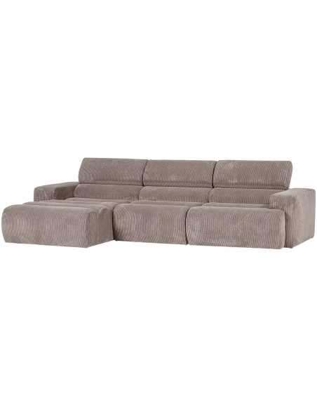Canapé chaise longue gauche Novi tissu côtelé sable woood