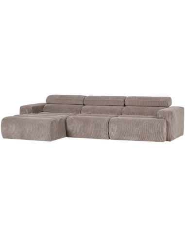 Canapé chaise longue gauche Novi tissu côtelé sable woood