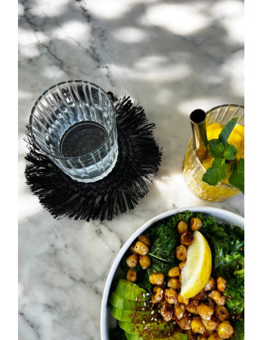 Le Sous-Verre Fringe Raffia - Noir