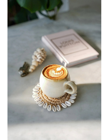 Sous-verre en coquille de raphia - Naturel