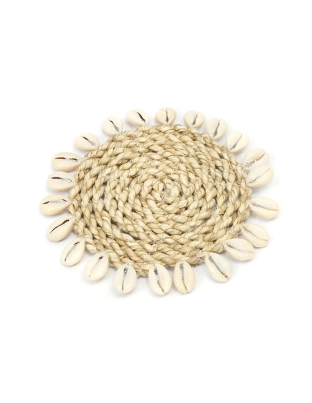 Sous-verre en coquillage et seagrass - Naturel