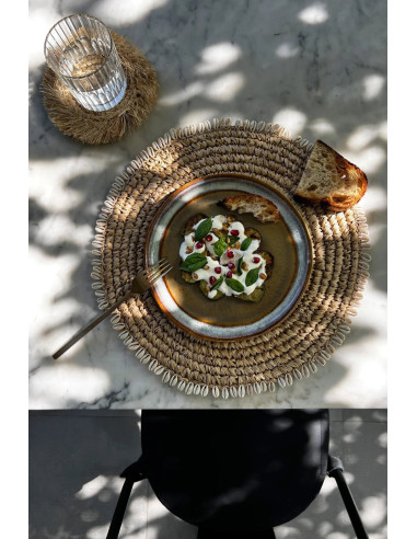 Set de table en coquille et raphia - Naturel