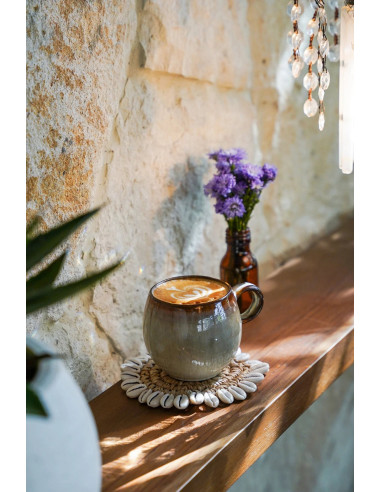 Sous-verre en coquille de raphia - Naturel