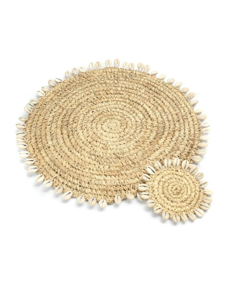 Set de table en coquille et raphia - Naturel