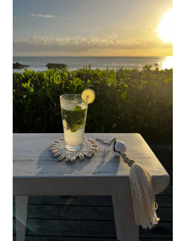 Sous-verre en coquillage de seagrass - Blanc