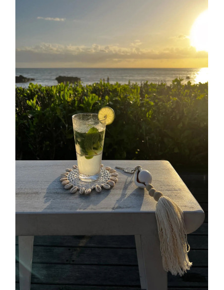 Sous-verre en coquillage de seagrass - Blanc