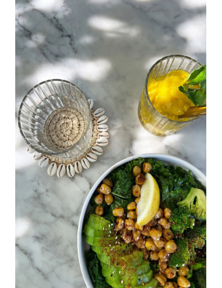 Sous-verre en coquillage et seagrass - Naturel