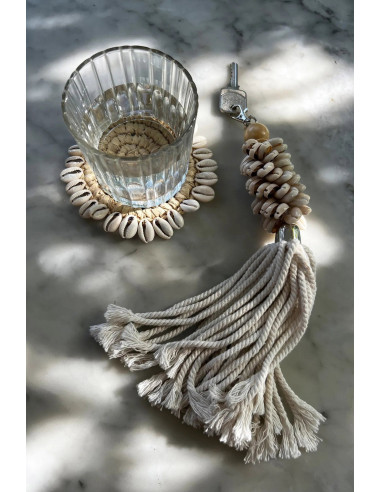 Sous-verre en coquille de raphia - Naturel