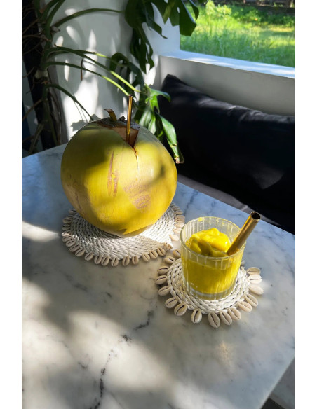 Sous-verre en coquillage de seagrass - Blanc