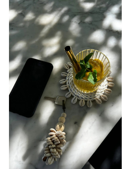 Sous-verre en coquillage de seagrass - Blanc