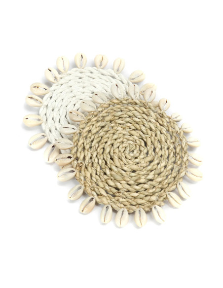 Sous-verre en coquillage de seagrass - Blanc