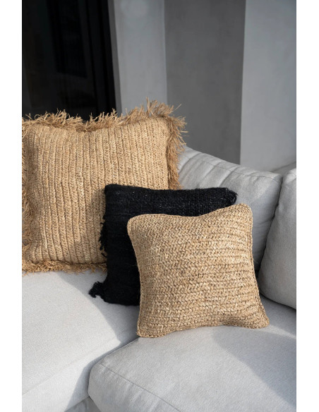 Housse de coussin en raphia Flores - Naturel - 40x40