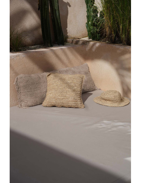 Housse de coussin en raphia Flores - Naturel - 40x40