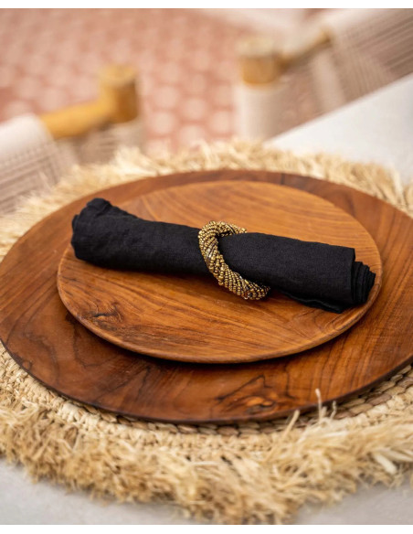 L'assiette ronde en racine de teck - M