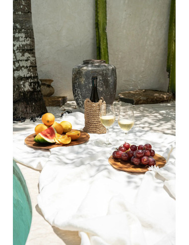 L'assiette ronde en racine de teck - M