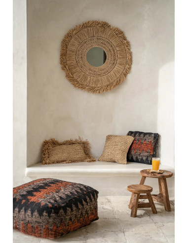 Housse de coussin en raphia Flores - Naturel - 40x40