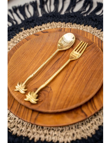 L'assiette ronde en racine de teck - M