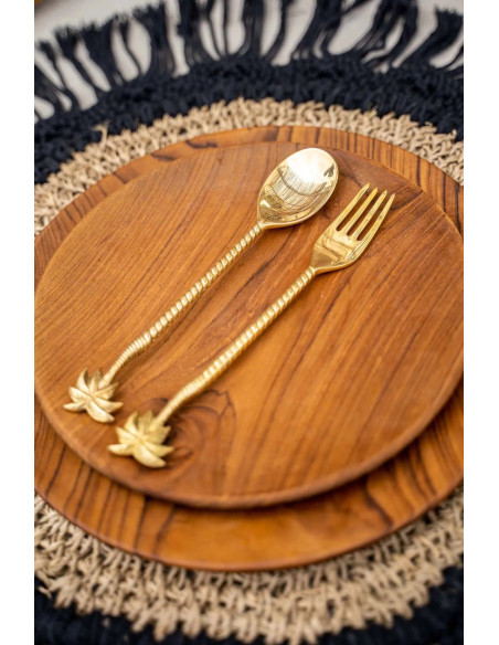 L'assiette ronde en racine de teck - M