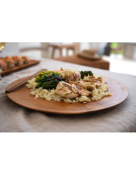 L'assiette ronde en racine de teck - M