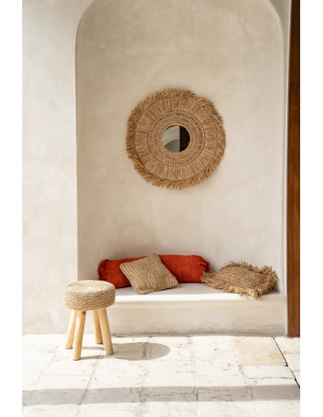 Housse de coussin en raphia Flores - Naturel - 40x40