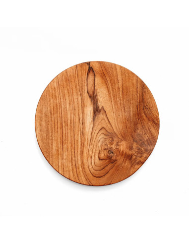 L'assiette ronde en racine de teck - M