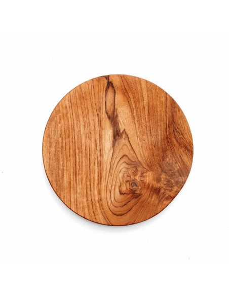 L'assiette ronde en racine de teck - M