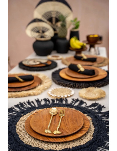 L'assiette ronde en racine de teck - L