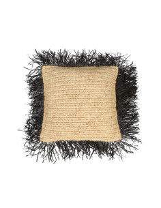 Housse de coussin en raphia - Naturel Noir - 40x40