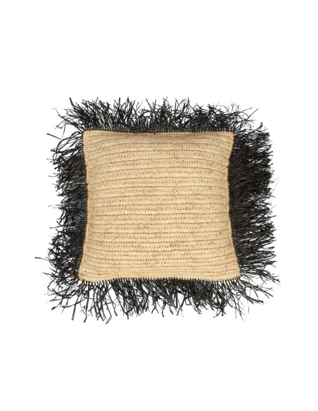 Housse de coussin en raphia - Naturel Noir - 40x40