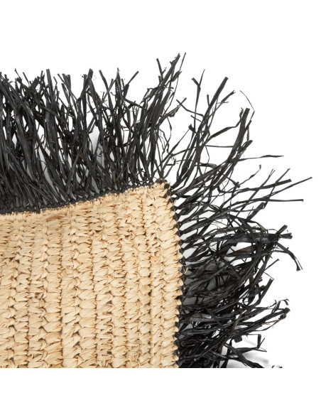 Housse de coussin en raphia - Naturel Noir - 40x40