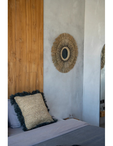 Housse de coussin en raphia - Naturel Noir - 60x60