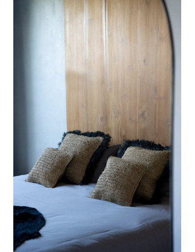 Housse de coussin en raphia - Naturel Noir - 60x60