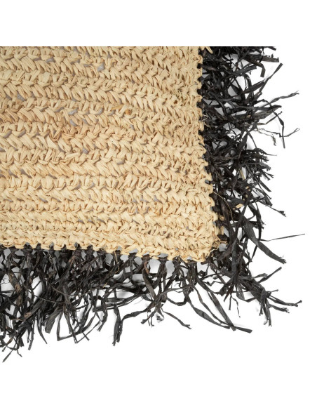 Housse de coussin en raphia - Naturel Noir - 60x60