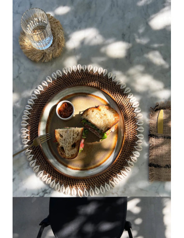 Set de table coquille coloniale - Marron naturel