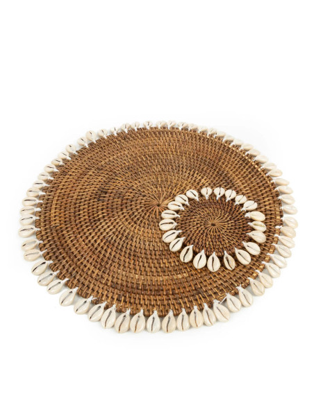 Set de table coquille coloniale - Marron naturel