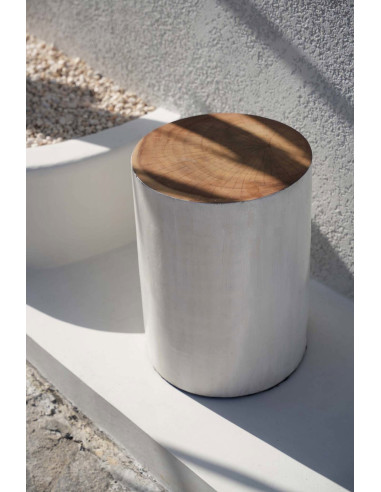 Tabouret/Table d'appoint Tribe - Naturel/Blanc