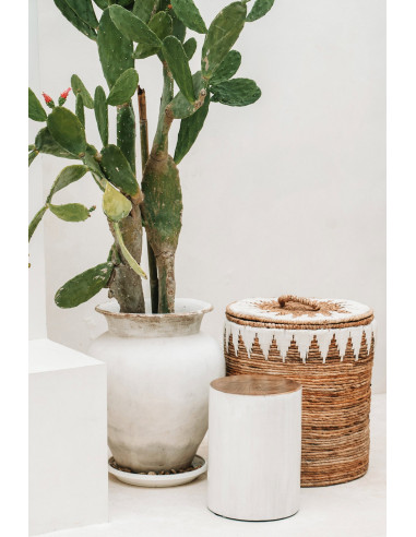 Tabouret/Table d'appoint Tribe - Naturel/Blanc