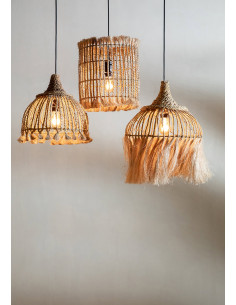 Suspension à pompon en abaca - Naturel - S 2