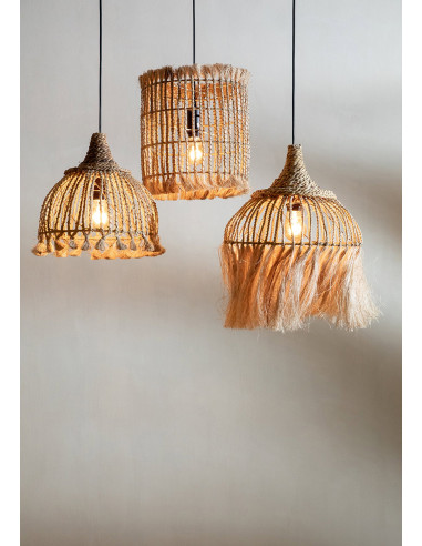 Suspension à pompon en abaca - Naturel - S