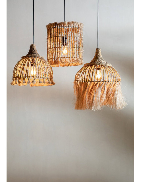Suspension à pompon en abaca - Naturel - S