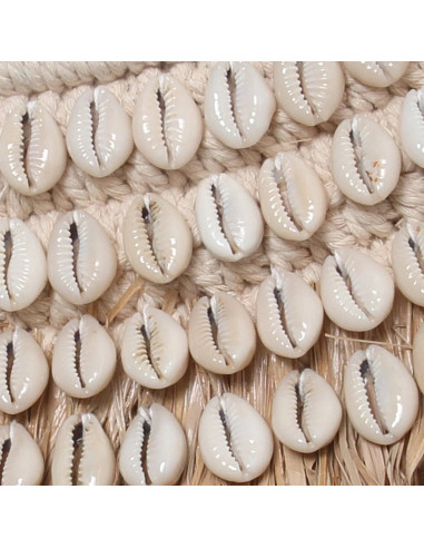 Miroir de coquillage de raphia - Blanc naturel