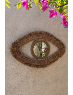 Miroir mural en raphia - Naturel - M 2