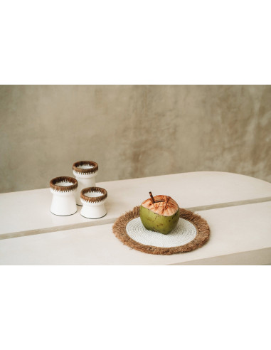 Set de table en raphia de jacinthe d'eau - Blanc Naturel