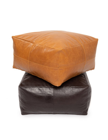 Le pouf cuir - Chocolat